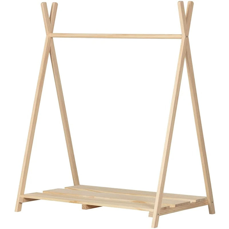 Kids Wardrobes: Clothes Rack For Kids-Natural Pine