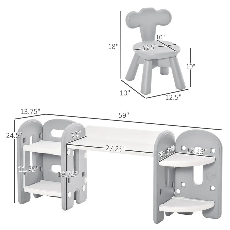 Kids Writing Table: Kids 2 Piece Rectangular Play / Activity Table and Chair Set