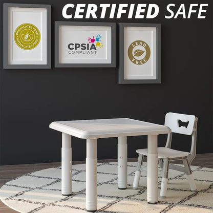 Kids Writing Table: Kids 2 Piece Square Interactive Table and Chair Set