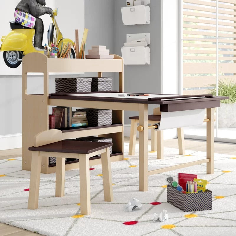 Kids Writing Table: Kids 3 Piece Rectangular Arts And Crafts Table and Chair Set