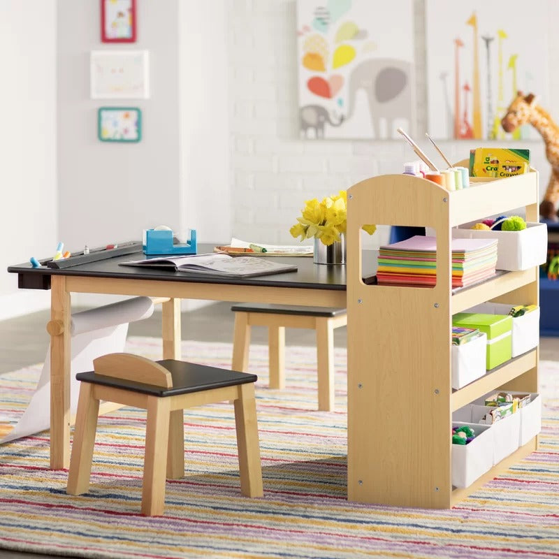 Kids Writing Table: Kids 3 Piece Rectangular Arts And Crafts Table and Chair Set