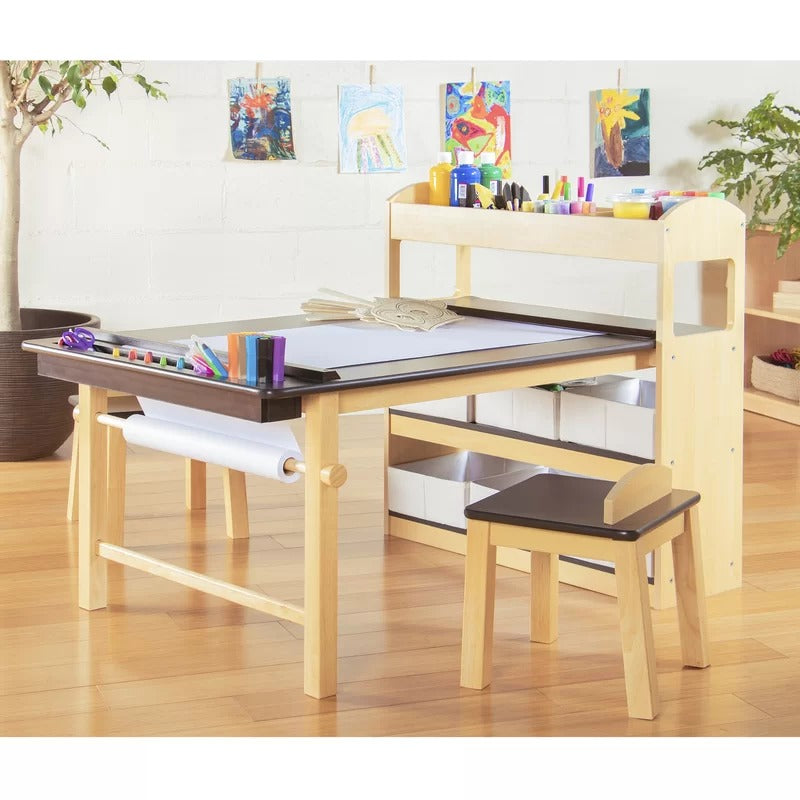 Kids Writing Table: Kids 3 Piece Rectangular Arts And Crafts Table and Chair Set