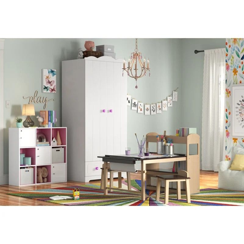 Kids Writing Table: Kids 3 Piece Rectangular Arts And Crafts Table and Chair Set