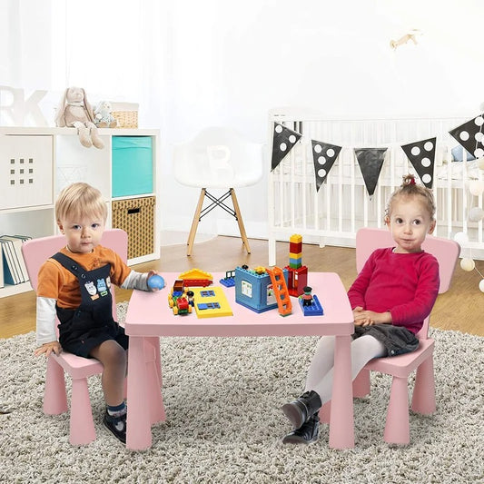 Kids Writing Table: Kids 3 Piece Rectangular Play / Activity Table and Chair Set