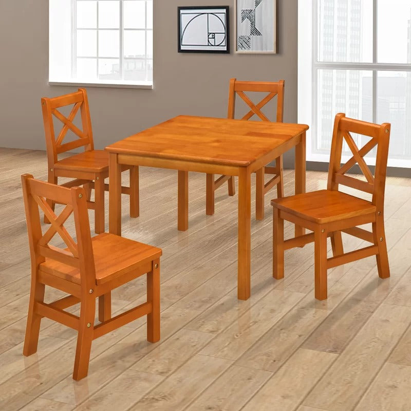 Kids Writing Table: Kids 3 Piece Solid Wood Square Play / Activity Table and Chair Set