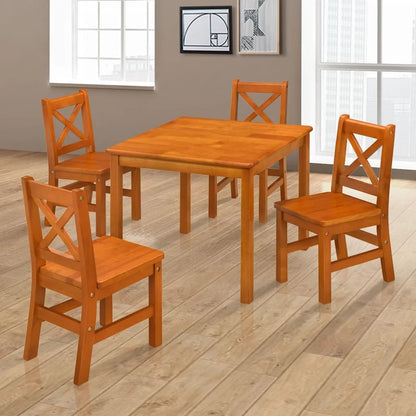 Kids Writing Table: Kids 3 Piece Solid Wood Square Play / Activity Table and Chair Set