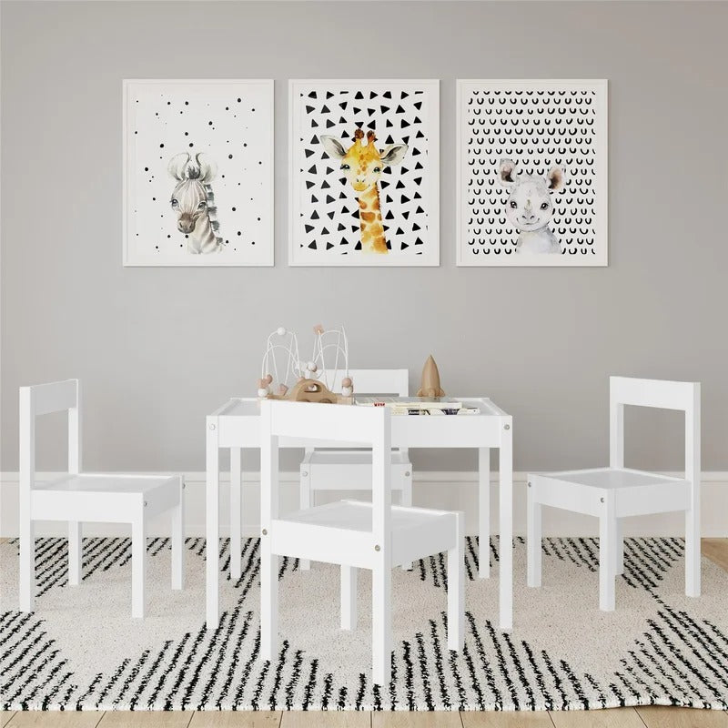 Kids Writing Table: Kids 5 Piece Rectangular Play / Activity Table and Cha