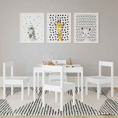 Kids Writing Table: Kids 5 Piece Rectangular Play / Activity Table and Cha