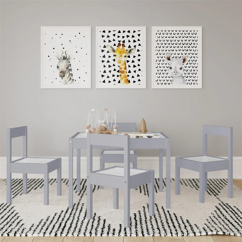 Kids Writing Table: Kids 5 Piece Rectangular Play / Activity Table and Cha