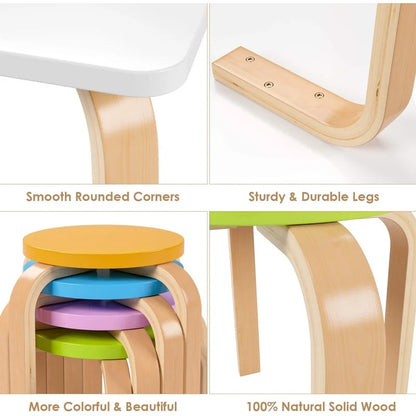 Kids Writing Table: Kids 5 Piece Square Play / Activity Table and Chair Set