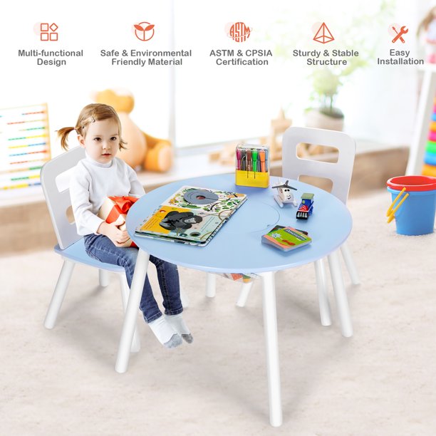 Kids Writing Table: Kids Round Play / Activity Table and Chair Set