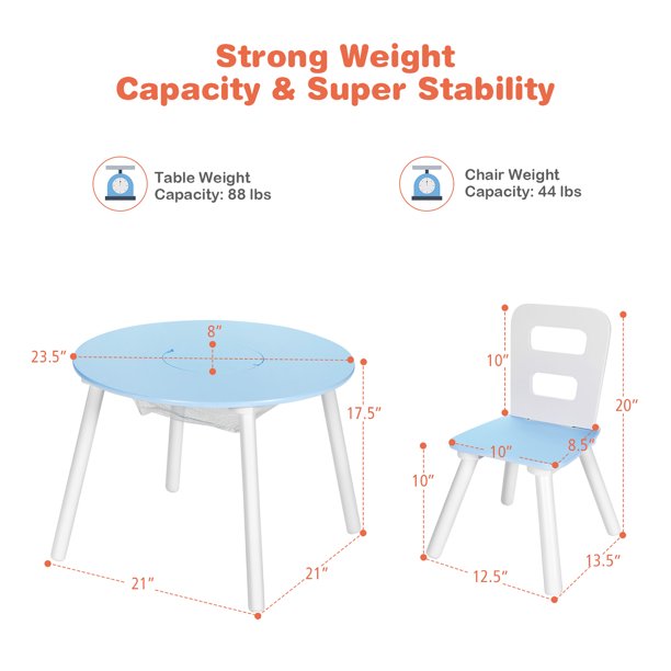 Kids Writing Table: Kids Round Play / Activity Table and Chair Set