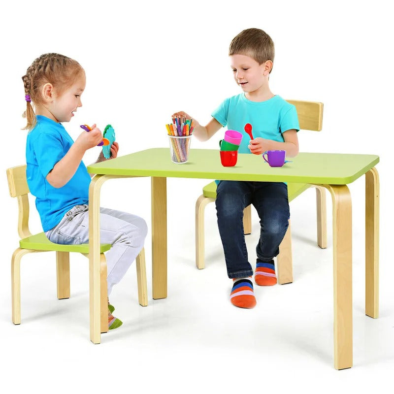 Kids Writing Table: Kids Solid Wood Rectangular Play / Activity Table and Chair Set