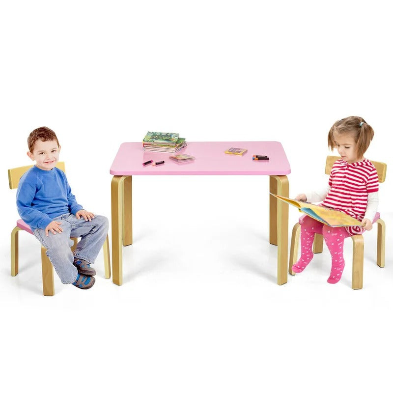 Kids Writing Table: Kids Solid Wood Rectangular Play / Activity Table and Chair Set