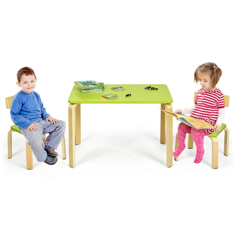 Kids Writing Table: Kids Solid Wood Rectangular Play / Activity Table and Chair Set