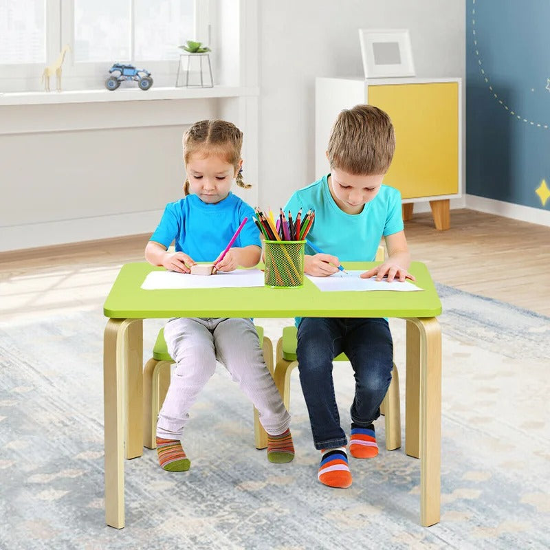Kids Writing Table: Kids Solid Wood Rectangular Play / Activity Table and Chair Set
