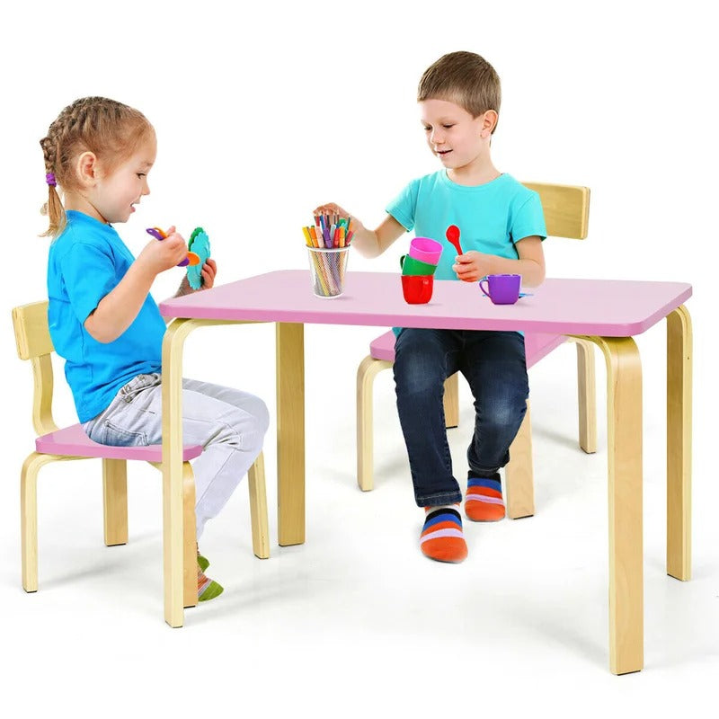 Kids Writing Table: Kids Solid Wood Rectangular Play / Activity Table and Chair Set