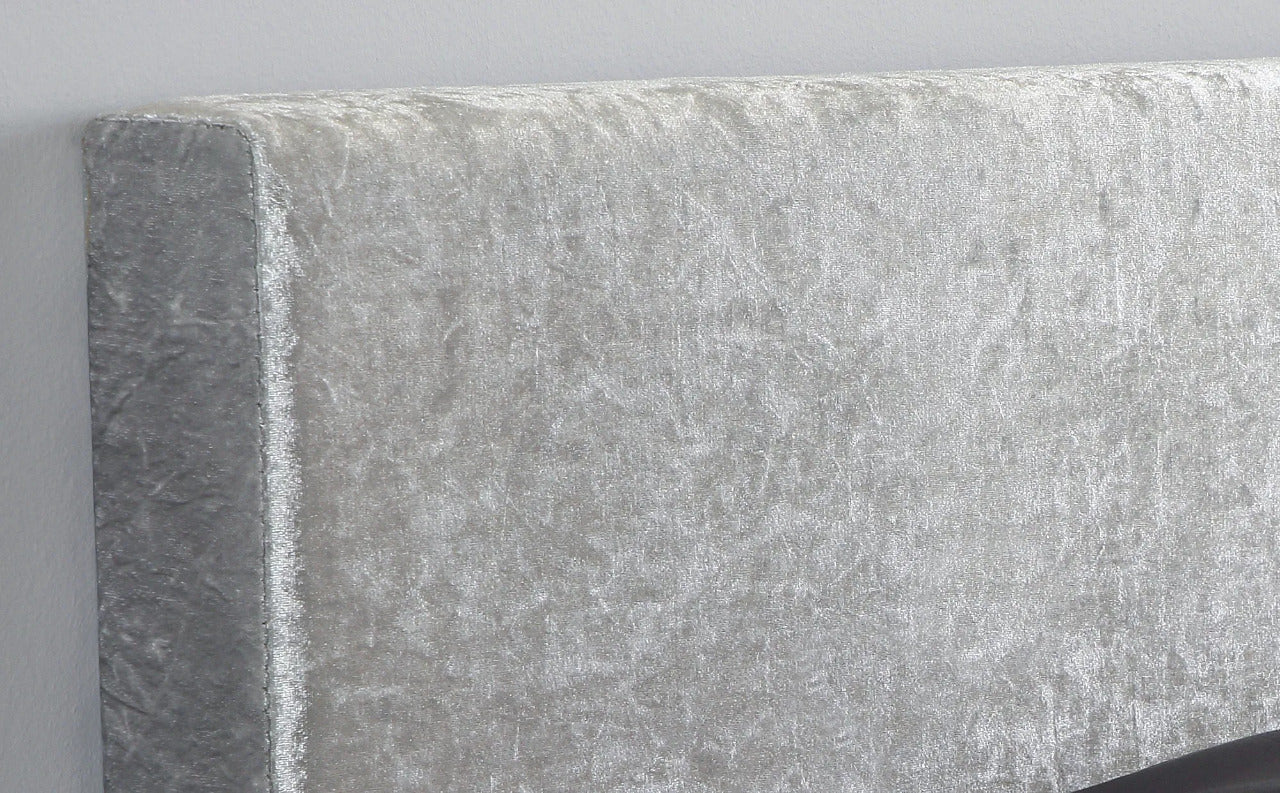 King Size Bed: Berlin Style Silver Crushed Velvet Double Bed