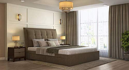 King Size Bed: Brown Upholstered Storage Divan Bed