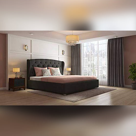 King Size Bed Charcoal Grey Upholstered Storage Bed