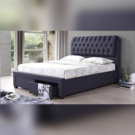 King Size Bed Charcoal Grey Upholstered Storage Bed
