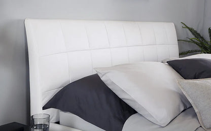 King Size Bed: Dorato White Leatherette King Size Double Bed