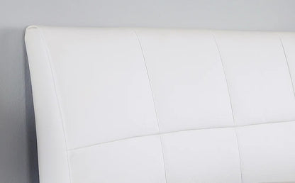 King Size Bed: Dorato White Leatherette King Size Double Bed