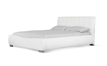 King Size Bed: Dorato White Leatherette King Size Double Bed