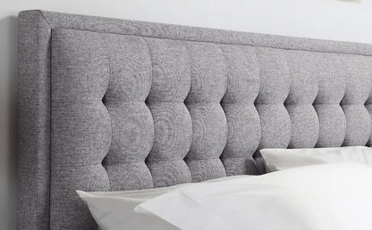 King Size Bed: Florce Grey Fabric Double Bed