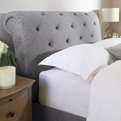 King Size Bed: Grey Fabric King Size Double Bed