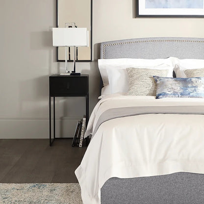 King Size Bed: Grey Fabric King Size Double Bed
