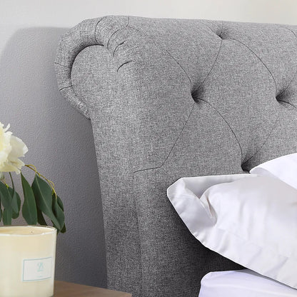 King Size Bed: Grey Fabric King Size Double Bed