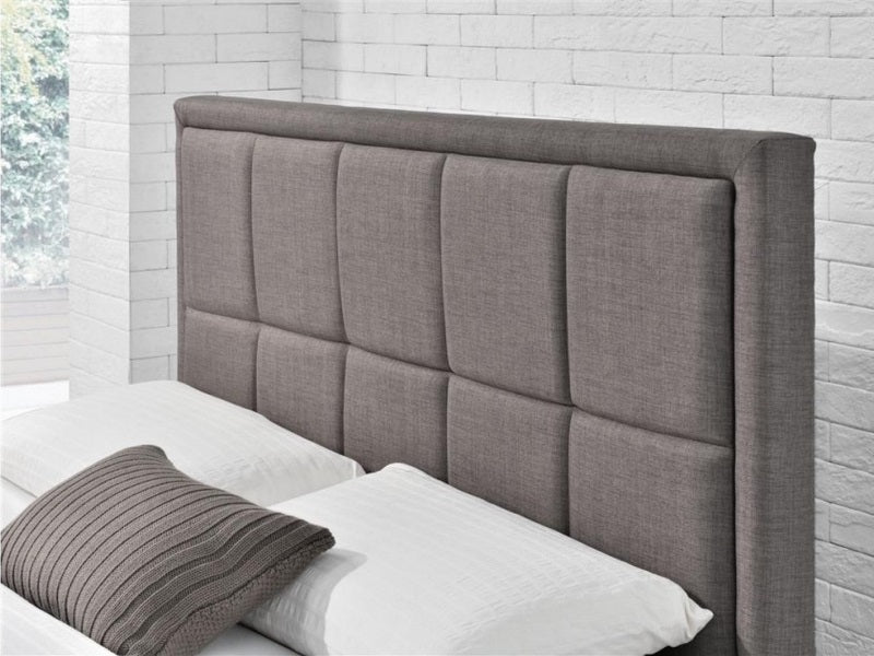 King Size Bed: Grey Fabric Ottoman King Size Bed