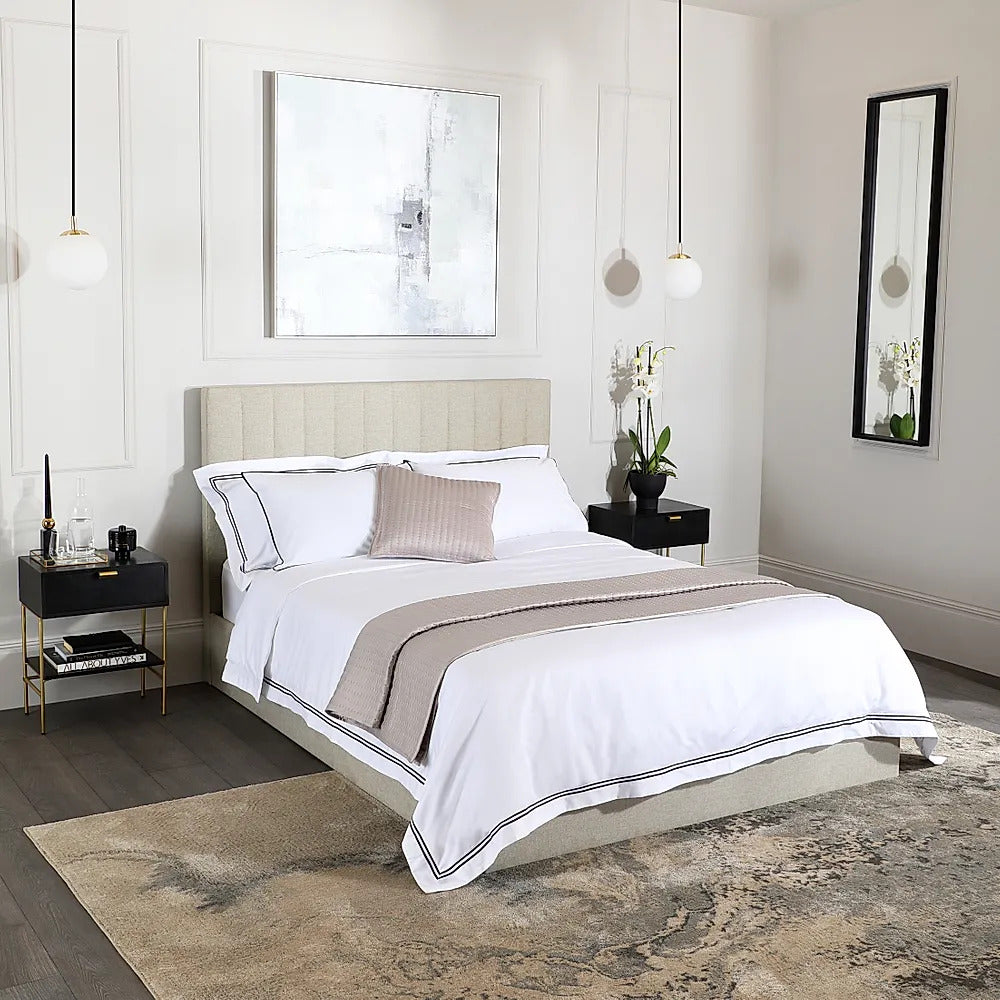  King Size Bed: Oatmeal Fabric King Size Bed