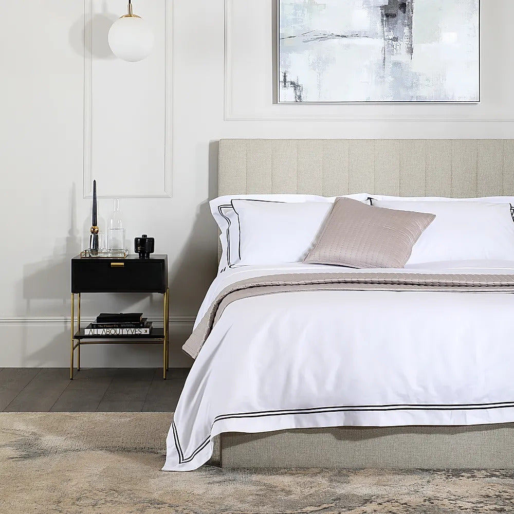  King Size Bed: Oatmeal Fabric King Size Bed