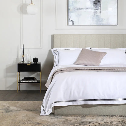  King Size Bed: Oatmeal Fabric King Size Bed