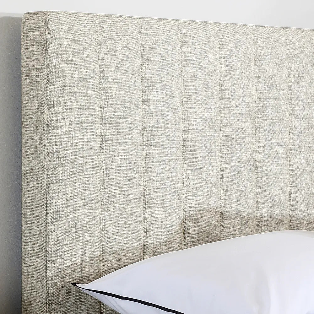  King Size Bed: Oatmeal Fabric King Size Bed