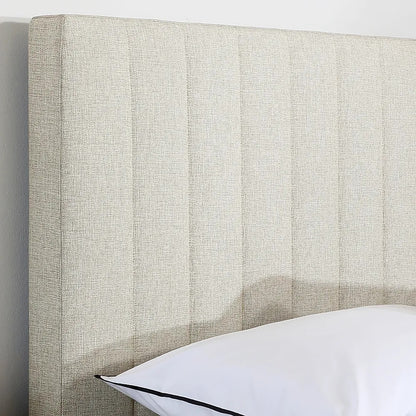  King Size Bed: Oatmeal Fabric King Size Bed