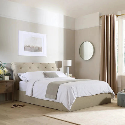 King Size Bed: Grey Fabric King Size Double Bed