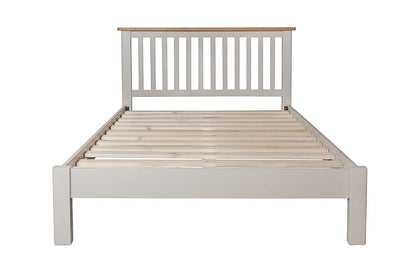  King Size Bed: Painted Grey and Oak Wooden King Size Double Bed