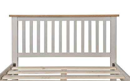  King Size Bed: Painted Grey and Oak Wooden King Size Double Bed