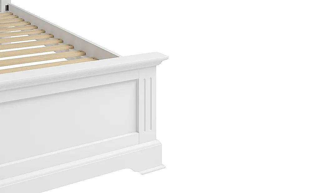 King Size Bed: Painted White Wooden King Size Double Bed