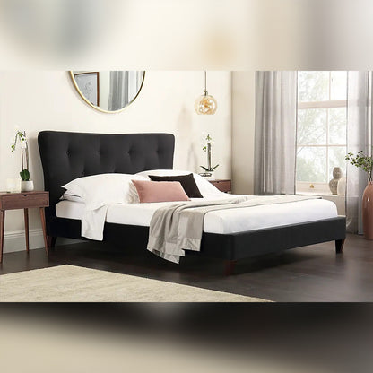 King Size Bed Peyton Black Velvet King Size Bed