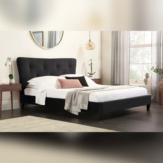 King Size Bed Peyton Black Velvet King Size Bed