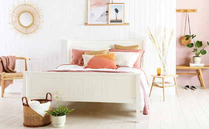 King Size Bed: White Wooden King Size Double Bed