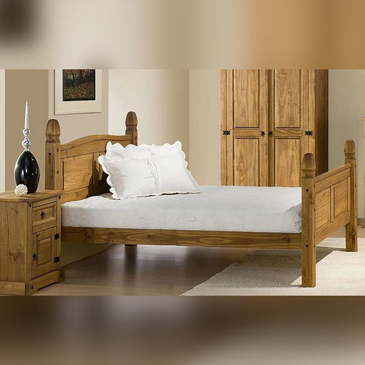 King Size Bed Wooden King Size Bed with High Foot End