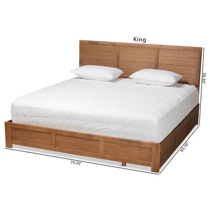 King Size Bed: Wooden Platform Bed With Storage 