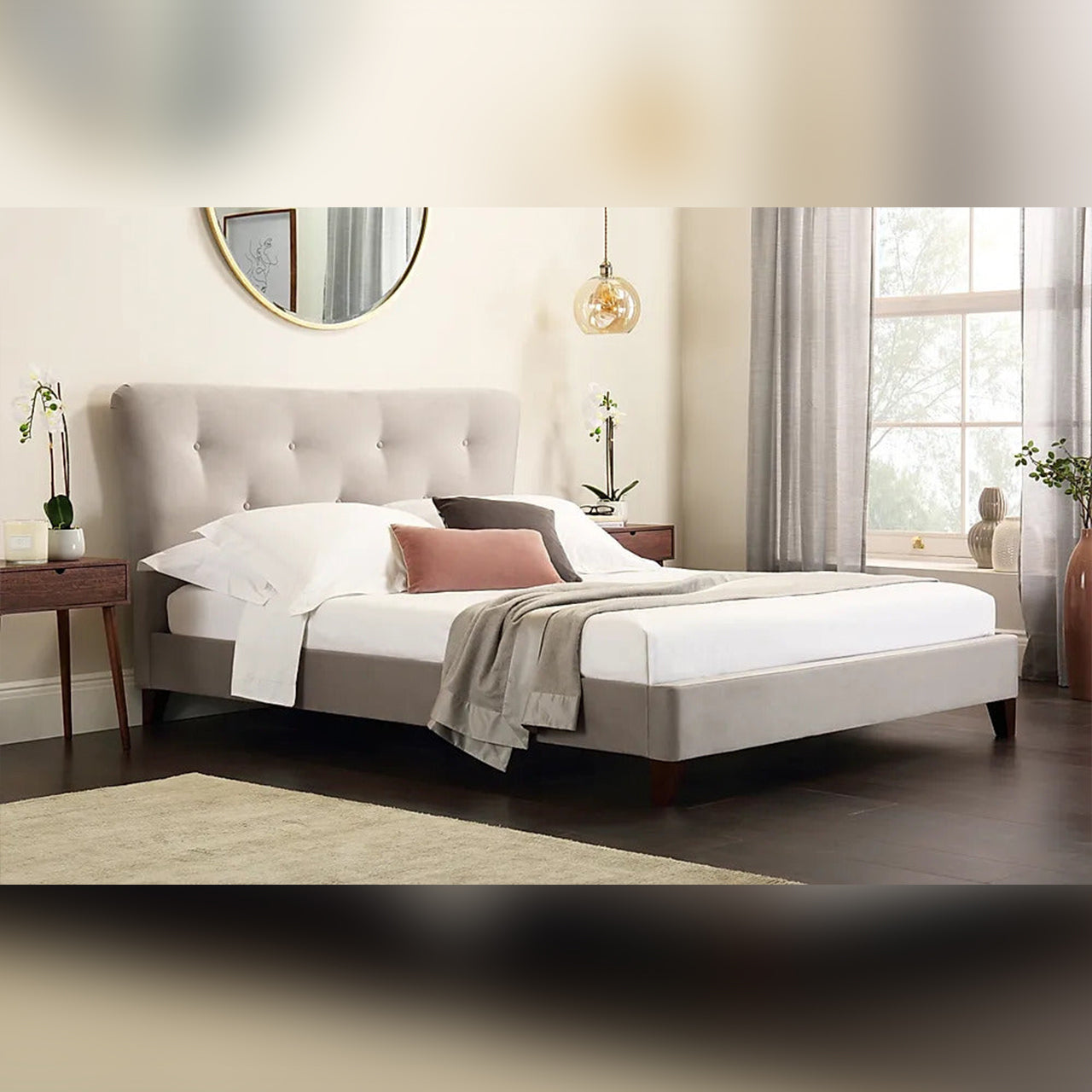 King Size Berton Velvet Double Bed