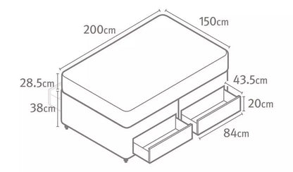King Size: Sandstone 4 Drawer King Size Divan Bed