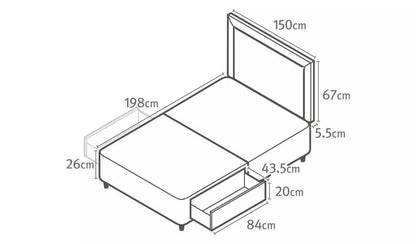 King Size: Slate Grey 2 Drawer King Size Bed